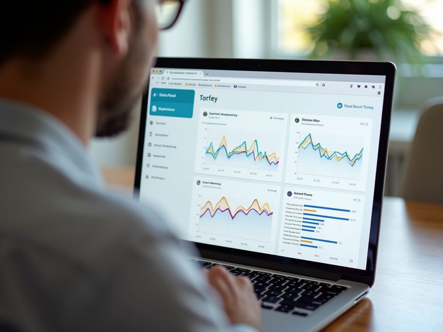 Reviewing an analytics dashboard on a laptop